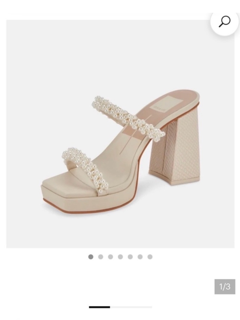 Dolce Vita Pearl-Strap Cream Platform Block Heels